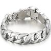 Gothic Skull Men's Bracelet 15MM Width Polished Stainless Steel Cuban Link Chain Hip Hop Streetwear Biker Jewelry