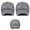 Vintage Daddy Mama Mini Embroidery Caps Washed Cotton Family Matching Baseball Cap  Gifts