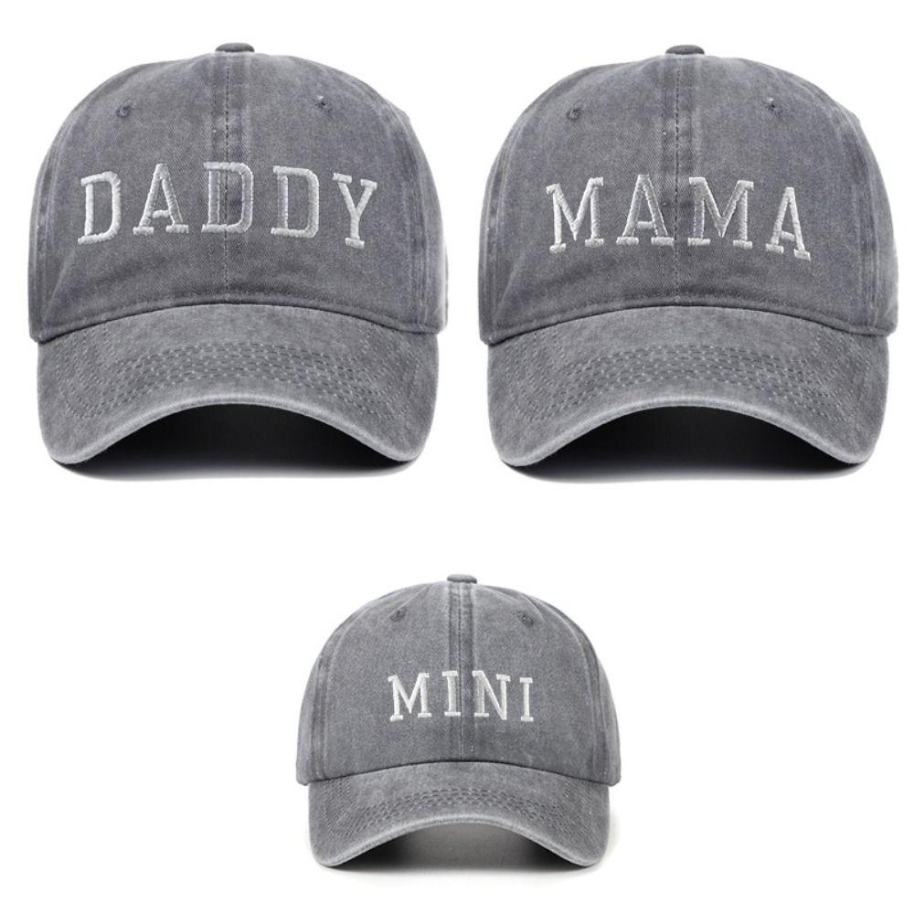 Vintage Daddy Mama Mini Embroidery Caps Washed Cotton Family Matching Baseball Cap Gifts