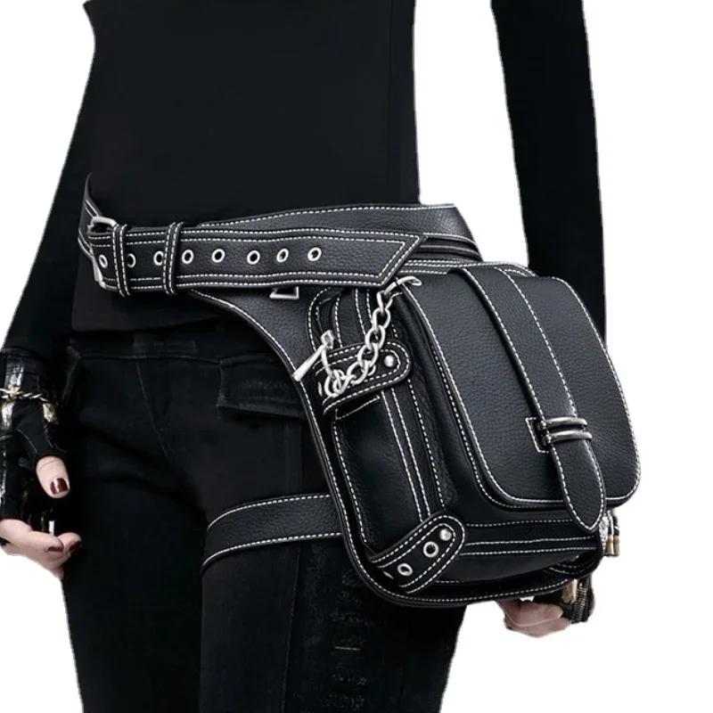 Punk Retro Waist Bag for Men Outdoor Single Shoulder Crossbody Bag for Women Mobile Phone Waist Bag