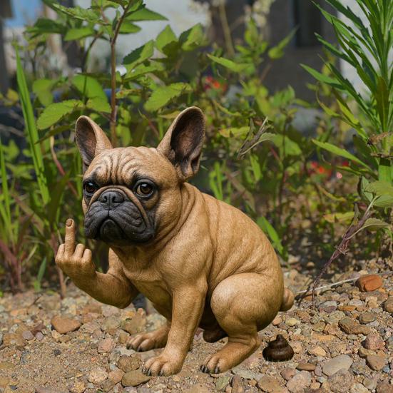French Bulldog Garden Statue Lifelike Design Resin Dog Shape Figurine Ornament Home Garden Table Decor