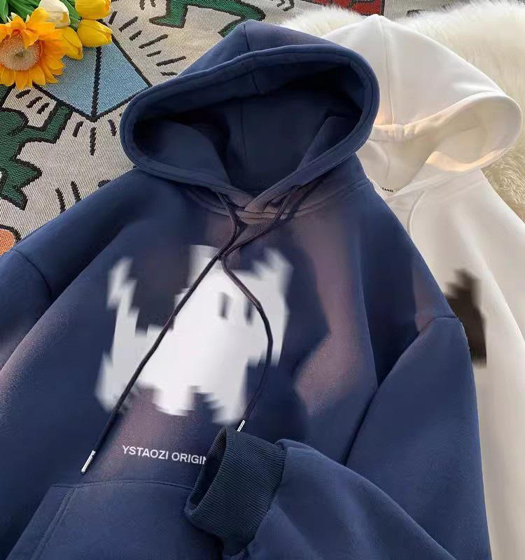 Men's Oversize Kitten Hooded Sweatshirt - Trendy Retro American Style for Spring and Autumn