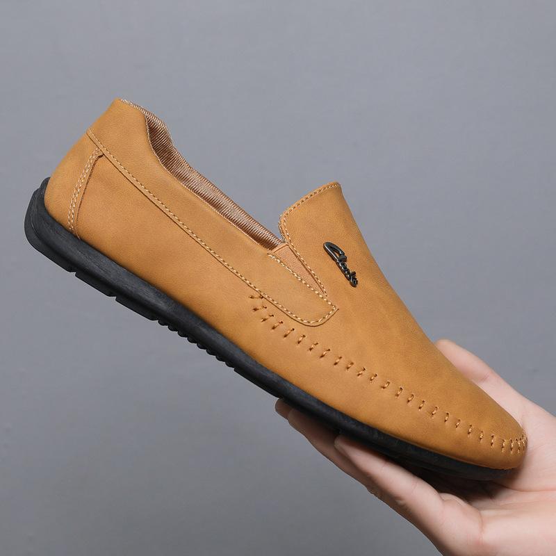 

Простые рабочие повседневные универсальные туфли для мальчиков с одной педалью, мужские мокасины, шапки, мужские, мягкая кожа 44