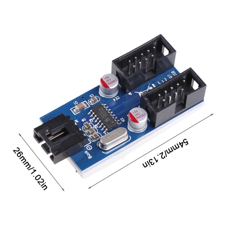 9pin USB Header Male 1 to 2 Female Extension Card USB 2.0 Splitter Cable Connector for Motherboard, Adapter Port