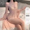 Plus Size Sexy Lace & Tulle Lingerie Set with Camisole, Nightgown, and Robe