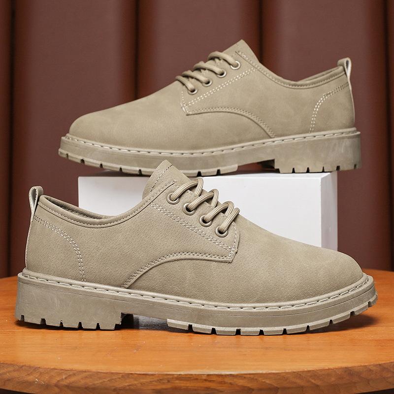 

Men s shoes 2025 new autumn British style black casual leather shoes men s business dress big head work Martin boots 38