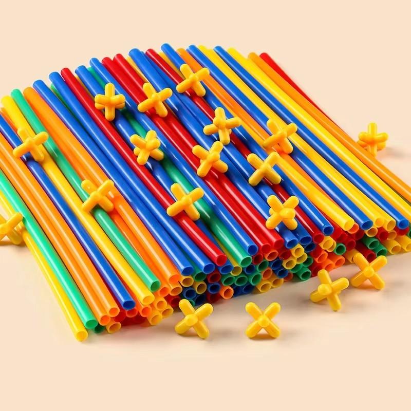 100 Pcs Diy Children'S Straw Building Blocks Hose Toy Splicing 4D Spatial Thinking Puzzle Creative Toy Construction