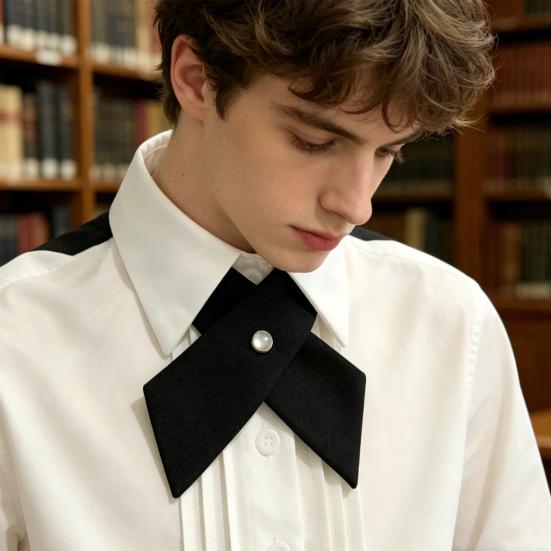 Bow Tie Adjustable Length Soft Touch Pure Color Neck Tie Formal Occasions Business Weddings Parties Outfit Accessory