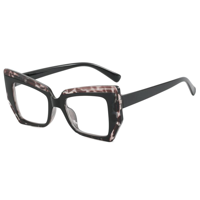 New Women Cat Eye Flat Mirror Polygonal Fashionable and Trendy Colored Glasses Anti Blue Light Decorative Eyeglass Frame