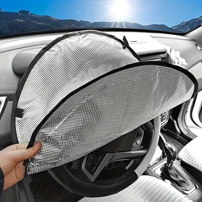 Housse de volant de voiture, pare-soleil double épaisseur, pliable, anti-UV, argentée