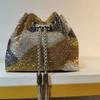 2026 Womens Crystal-Embellished Crossbody Bag Fringe Detail Small Square Shoulder No Top Handle