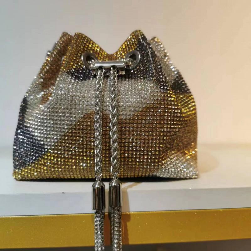 2026 Womens Crystal-Embellished Crossbody Bag Fringe Detail Small Square Shoulder No Top Handle