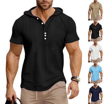 Summer Men's Hooded, Zipped Short-sleeved T-shirt