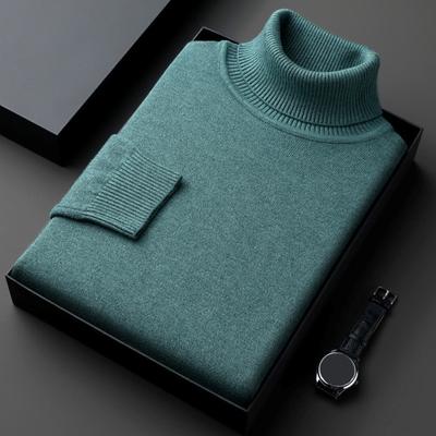 Herbst Winter Herren Pullover Stehkragen Strick Dicker Elastischer Rollkragen Lange Ärmel Warm Einfarbig Bodenbildung Strickwaren Slim Fit Wear Business Pullover