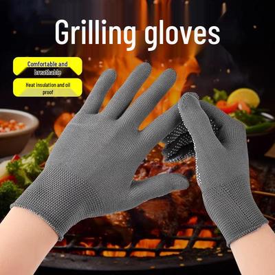 Feuerfeste Rutschfeste Grill- & Kochhandschuhe - Hitzebeständig & Verbrühungsschutz zum Grillen und Pfannenrühren
