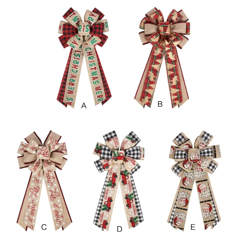 Traditional Christmas Tree Top Large Bow Multi Color Outdoor Indoor Decorations