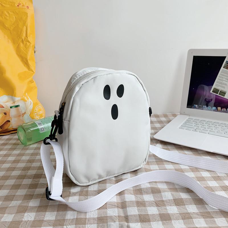 

Винтажная сумка через плечо, подмышки, забавная сумка через плечо с дьяволом и призраком, женская дизайнерская нейлоновая сумка на молнии, кошельки и сумки для женщин OO белый