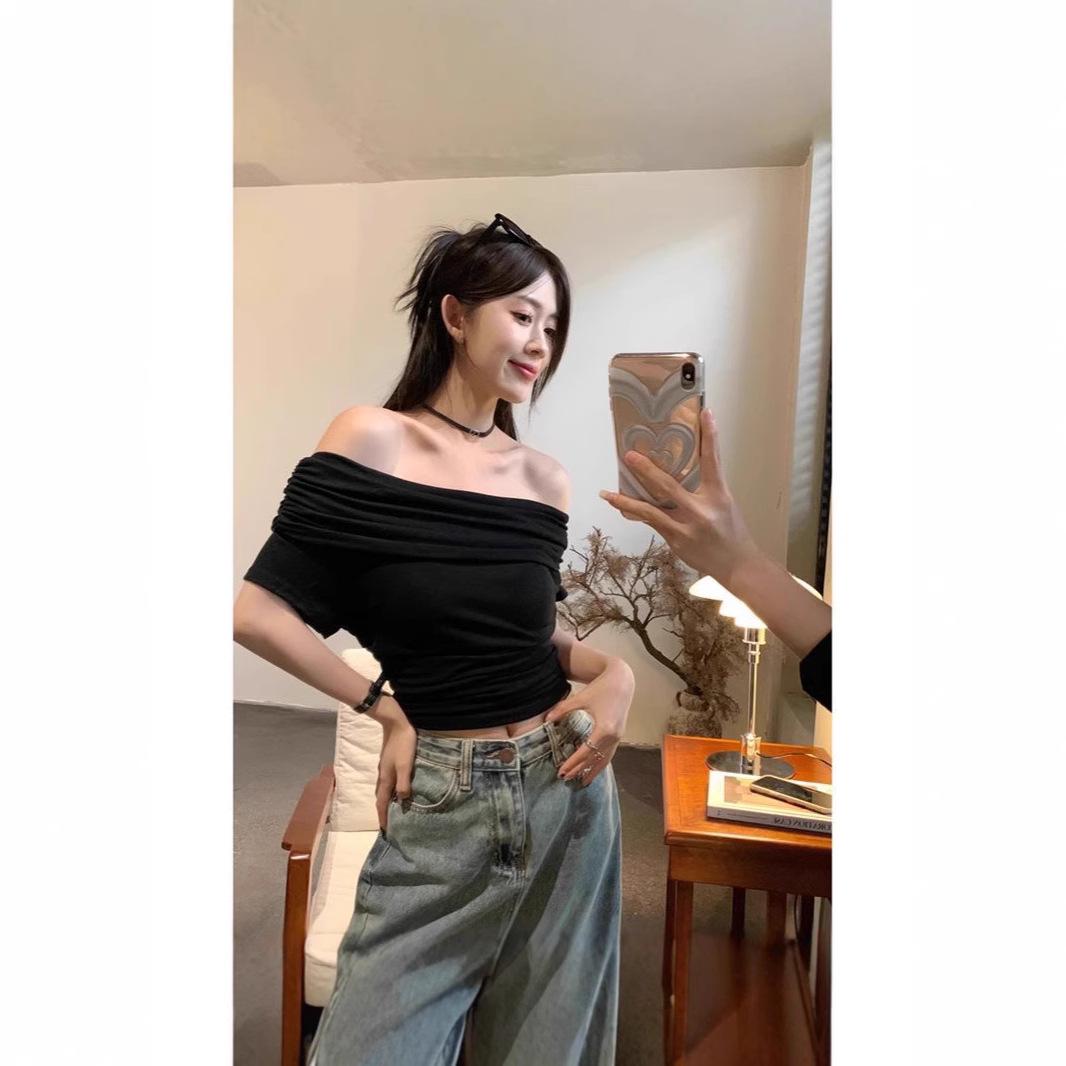 

Women s Slim Fit Black One-Shoulder Short-Sleeve Summer Top – Sexy and Sweet XL чёрный