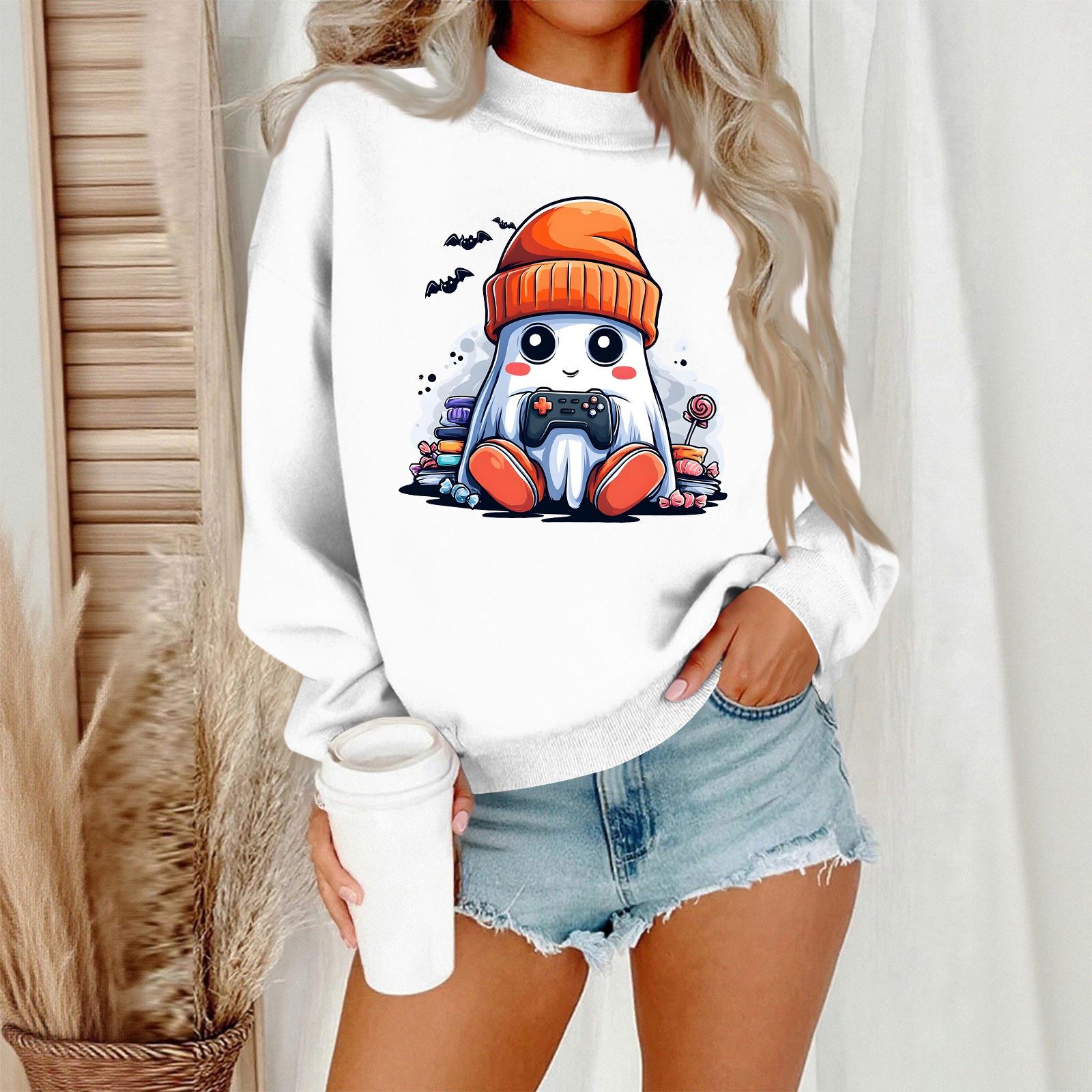 

Женский повседневный модный свитшот с круглым вырезом и длинными рукавами с принтом на Хэллоуин XL