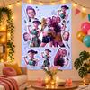 Polyester Wall Tapestry with Kpop Demon Hunters Design, Decorative Hanging for Bedroom Living Room Dorm