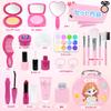 VBACALA Pretend Play Makeup Toy for Uncolored Makeup Pretend Play Toy with Storage Birthday Gift Girls, Set, Plastic, Lipstick, Mirror, Eyeshadow,