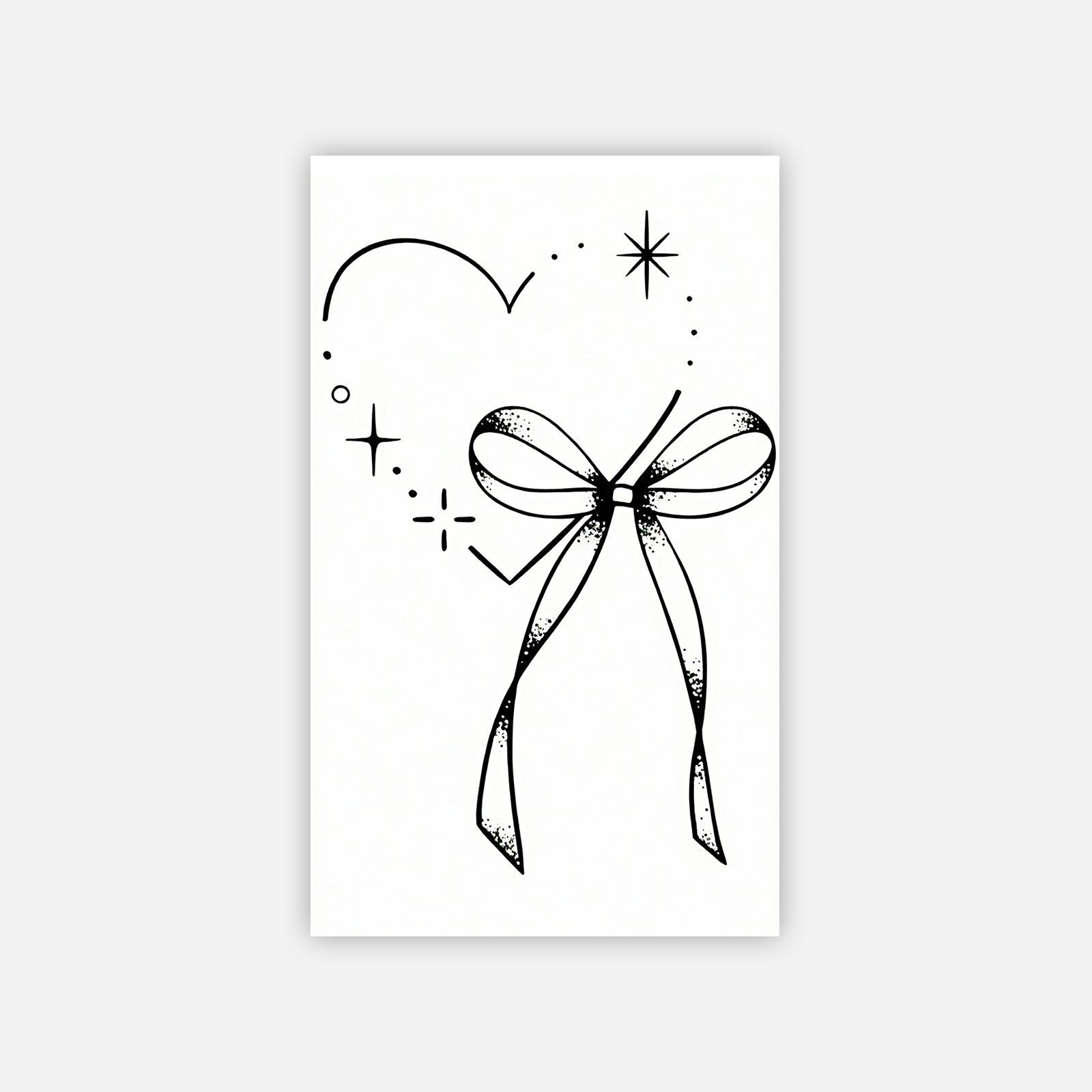 Simple High-End Sense Small Fresh Creative Love Star Bow Tattoo Sticker 6*10