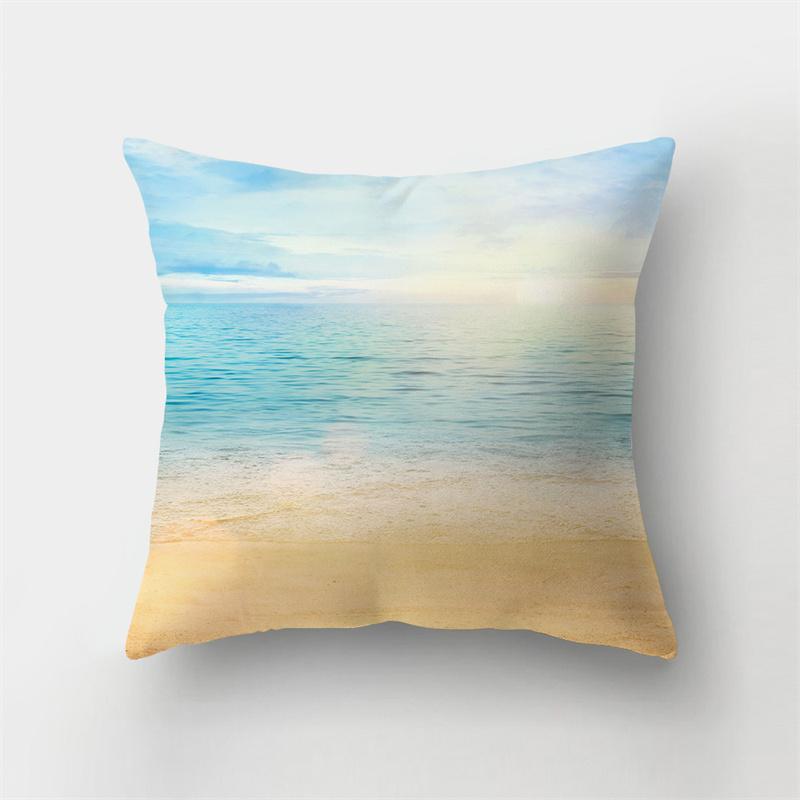 Summer Ocean Beach Scenery Imprimare Model Husă de pernă Acasă Living Room Decorare canapea Pernă pătrată Husă de pernă 40X40CM