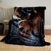 Close-up of tiger's face with striped fur pattern and piercing eye. for all seasons blanket lunch break throw gift