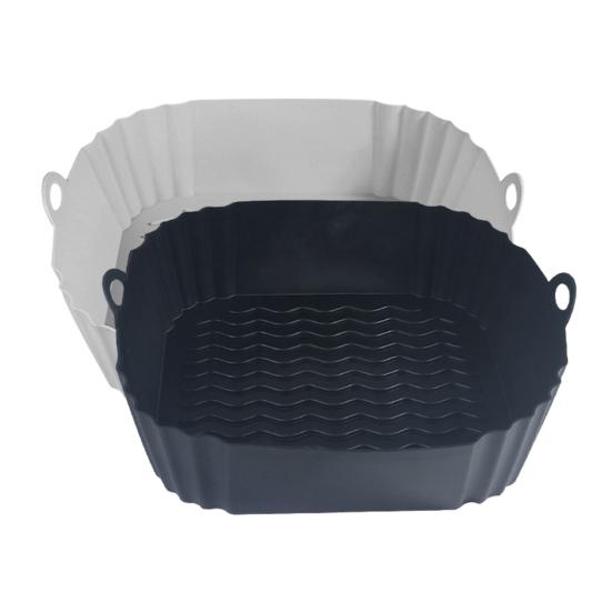 8-Inch Round Silicone Fryer Liner Dual Handles Non Stick Food Grade Heat Resistant Dishwasher Safe Reusable Oven Baking Tray Basket Bowl Kitchen