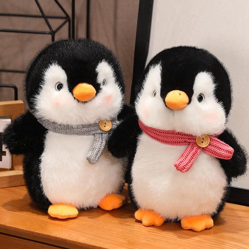 Doll Plush Penguin Pillow Birthday Gift Pink Gray Scarf Decoration Oceanarium