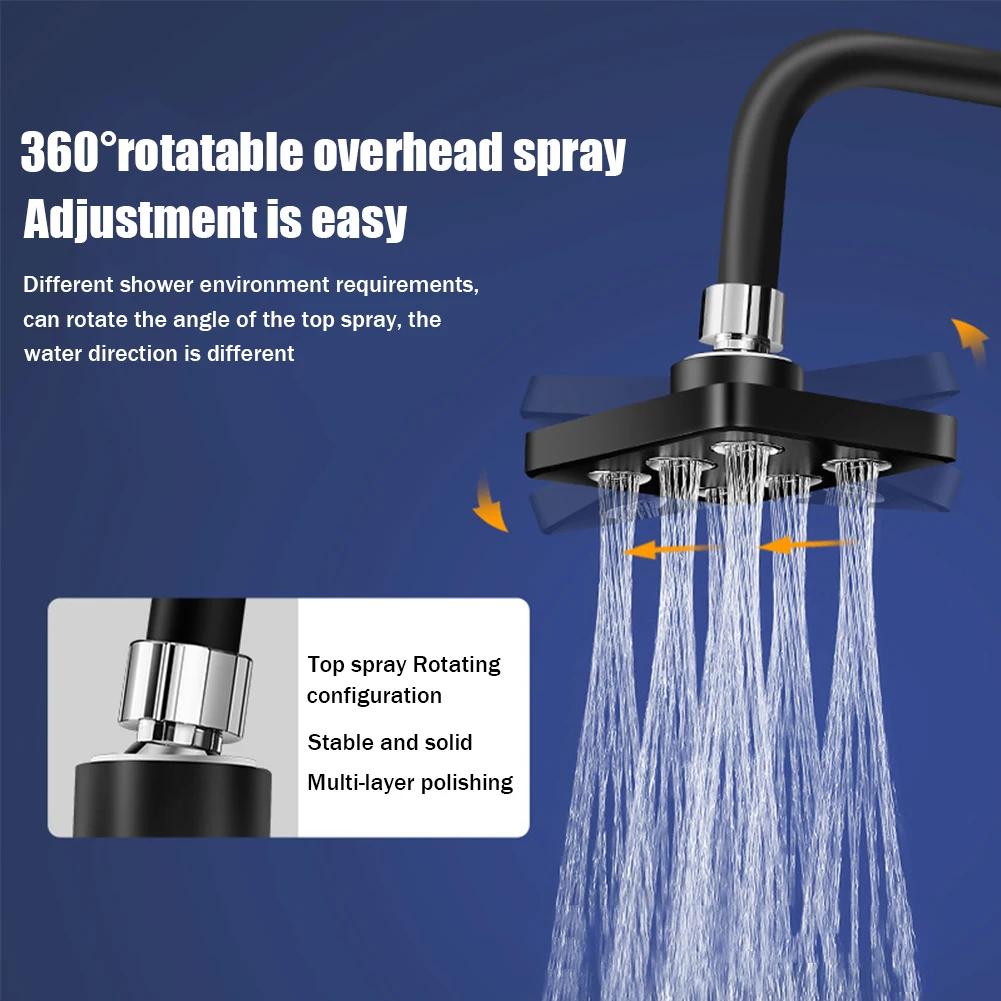 Square High Pressure Shower Head Water Saving Rainfall Showerhead Top Spray Shower Head for Home Rotatable Bathroom Accessories