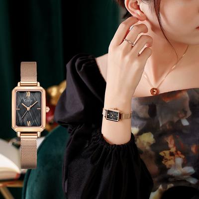 Small Square Watch for Women Retro Ins Style Simple Temperament Mesh Chain Women's Watch Square Watch for Women
