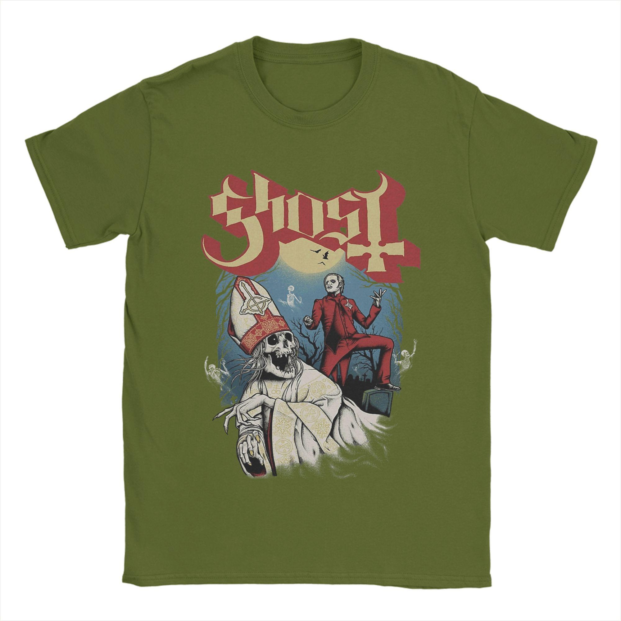 

Ghost Graveyard Rock Band Death Metal Pastel Goth T-Shirts for Men Crew Neck Pure Cotton T Shirts Short Sleeve Tees Big Size 4XL