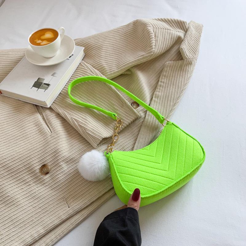 1Pcs Simple Light Weigh Underarm Bags Women'S Mini Felt Shoulder Bag Ergonomic Underarm Saddlebag Purse Shoulder Pouch