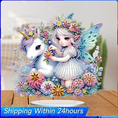 Acrylic 2D/Flat DIY Diamond Painting Desktop Ornaments Kit 5D DIY Diamond Art Tabletop Decorations for Home Office Desktop Decor