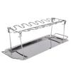 Chicken Leg Grill Rack with Drip Tray Foldable 12 Slots Stainless Steel BBQ Drumstick Holder Stand for Ovens Grills Smoker