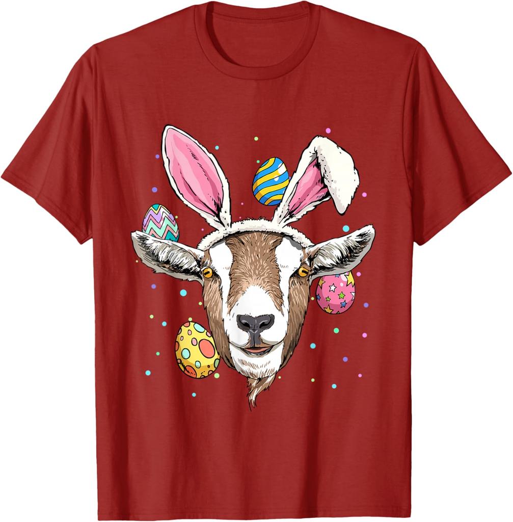 Easter Bunny Goat Graphic Tee Funny Farm Animal Lover Spring Holiday T-Shirt