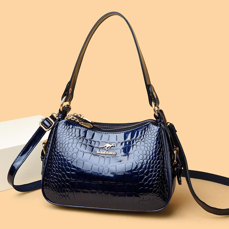 Korean Style Women's Crocodile Pattern Shell Crossbody Bag - 2026 Bright Leather Fashion