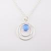 Dark Blue Cat's Eye Gemstone 925 Sterling Silver Jewelry Handmade Pendant 1.65" PP-61-49