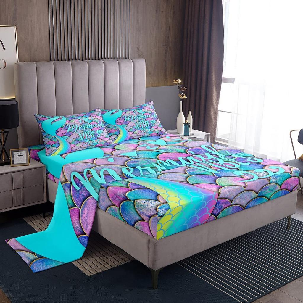 Space Planet Pattern Mattress Four-piece Bedding Set Bedroom Dormitory Bedding Decoration