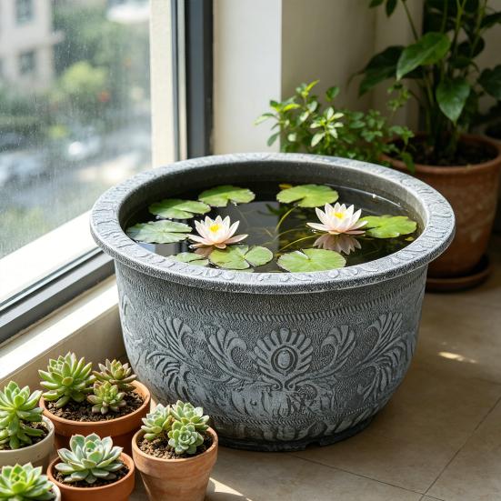 Blumentopf Große Kapazität Harz Pflanzgefäß Mehrzweck Outdoor Garten Topf