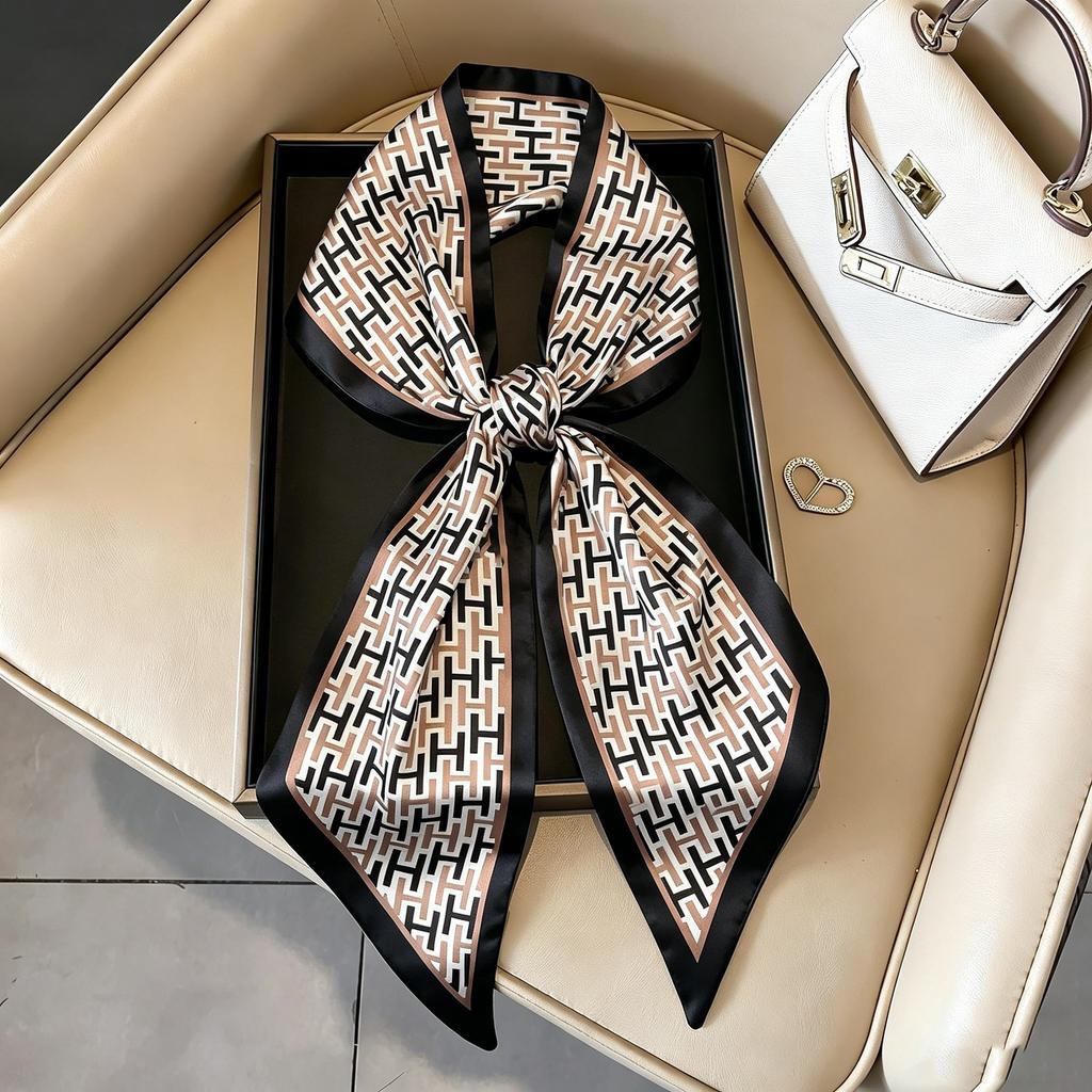 Art French Polka Dot Long Silk Scarf Femininity Versatile High Sense Spring and Autumn New with Shirt Scarf Belt