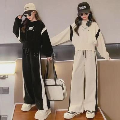Frühlings-Sportanzug für Mädchen: Stilvolles, lockeres Sweatshirt und Jogginghose, zweiteiliges Set für Kinder