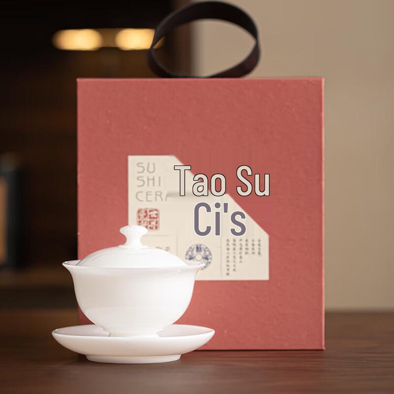 Auspicious Ice Jade Porcelain Sancai Gaiwan Tea Set