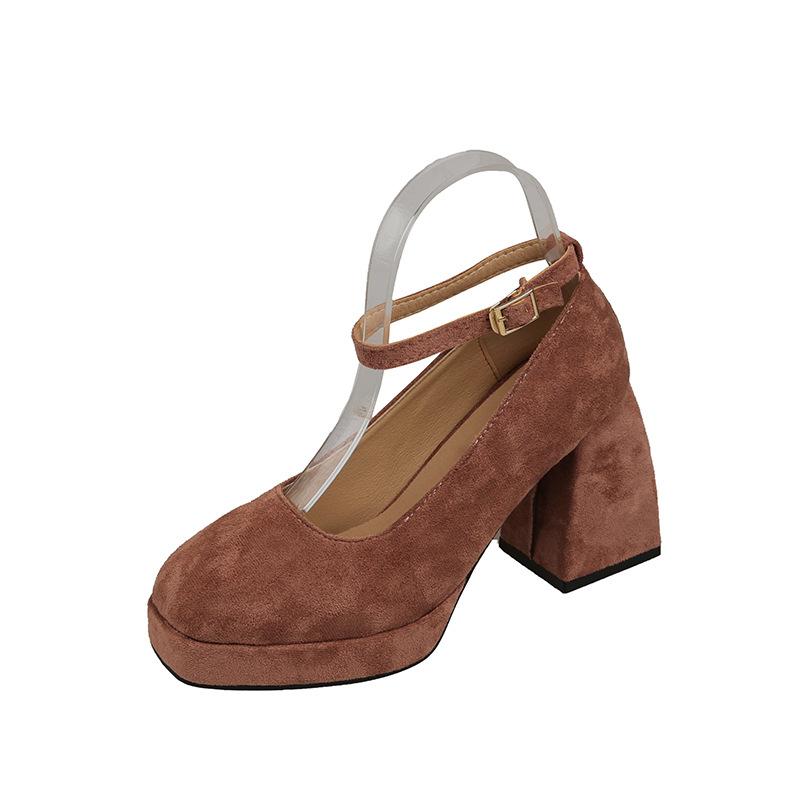 

Европейские и американские модные туфли на высоком каблуке 2024 года, новые туфли Мэри Джейн на толстой подошве, водонепроницаемые, женские туфли на платформе Plataforma Mujer 42 розовый