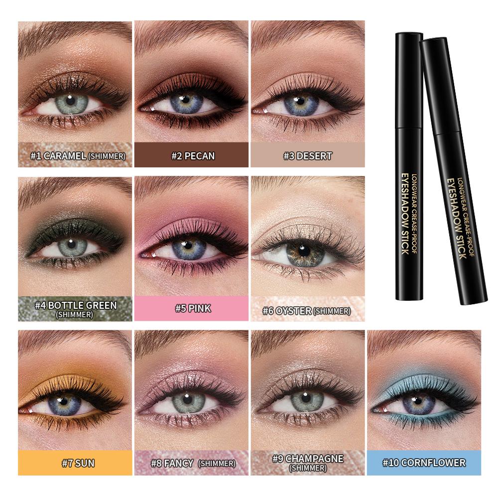 Lakerain Eyeshadow Stick Shimmer and Matte Long Lasting Waterproof Highlighter Metallic Glitter Eye Shadow Pencil Cosmetics