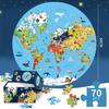 Map World With Animals Jigsaw Puzzle For Kids 70Pcs Round Floor Puzzles For Boys Girls Globe Geography Games Educational Toy