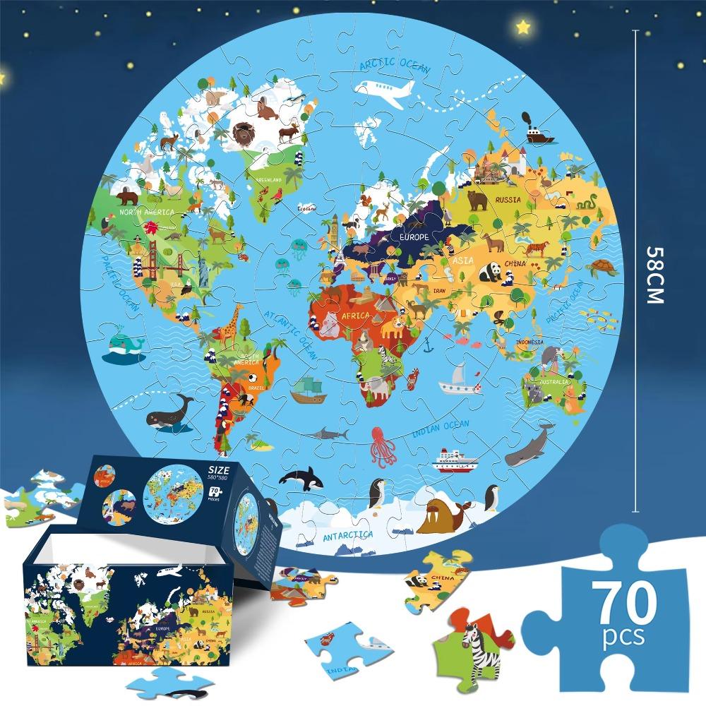 

Educational 70Pcs Round Unicorn Puzzles For Kids Toddler Animals On Earth Floor Jigsaw Puzzles Preschool Learning Toy Gifts