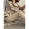 Autumn Winter European And American Half Zipper Stand Up Hoodie Set Solid Color Loose Casual Two Piece Set