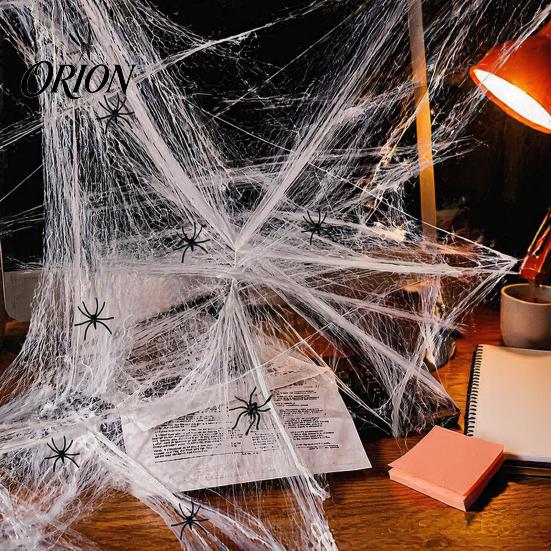 Stretchy Fake Spiderwebs for Party Spider Web Halloween Decoration, Super Large Cobweb Prop Accessories with 2 Spiders Indoor Outdoor Decor